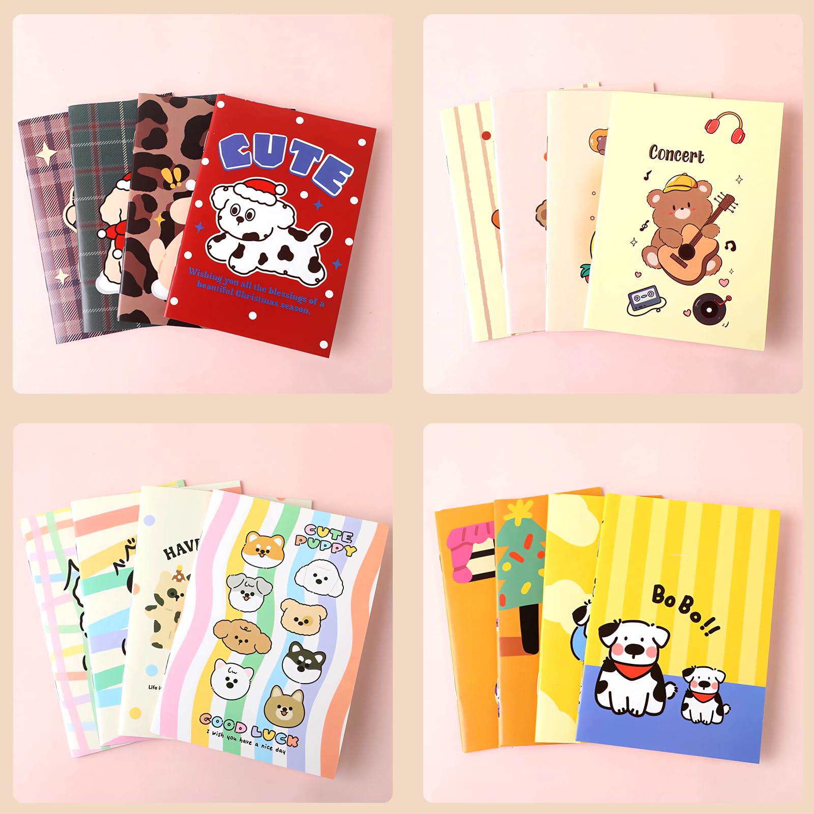 LZYMSZ - 4 Cuadernos De Bolsillo Portátiles, Mini Blocs De Notas Con Cubierta De Piel De Imitación Y Páginas En Blanco Fáciles De Arrancar De 10 X 8 Cm