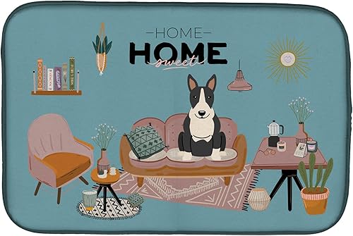 Miniatura 145 de Caroline's Treasures CK7824DDM - Tapete absorbente para secado de platos con diseño de bulldog inglés, rojo y blanco, para encimera de cocina, 14 x