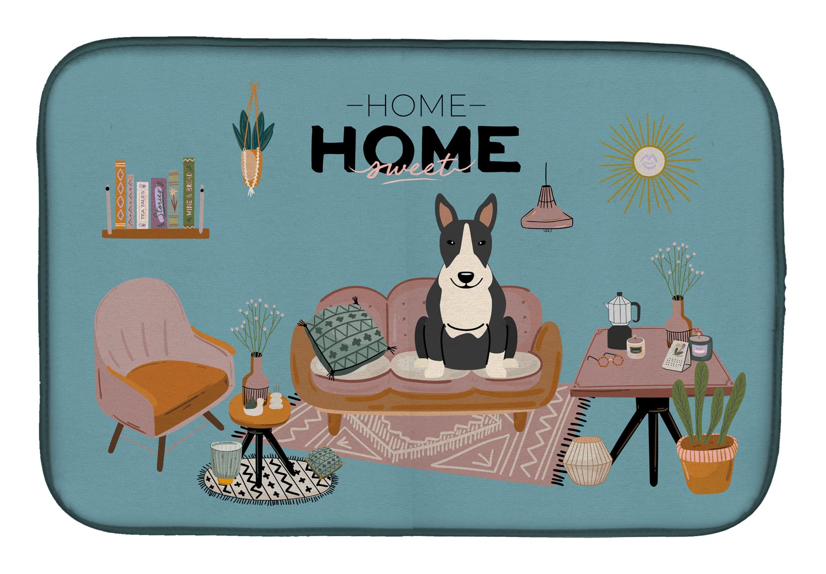 Tapis de séchage Bull Terrier pour une vaisselle soignée après les repas de famille