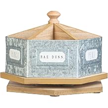 Rae Dunn Pencil Holder Cup - Spinning Metal Pen and Office Supplies 6 Compartment Desktop Organizer Caddy for Office Accessories - Great for Home, School, Classroom, Work - Round Design