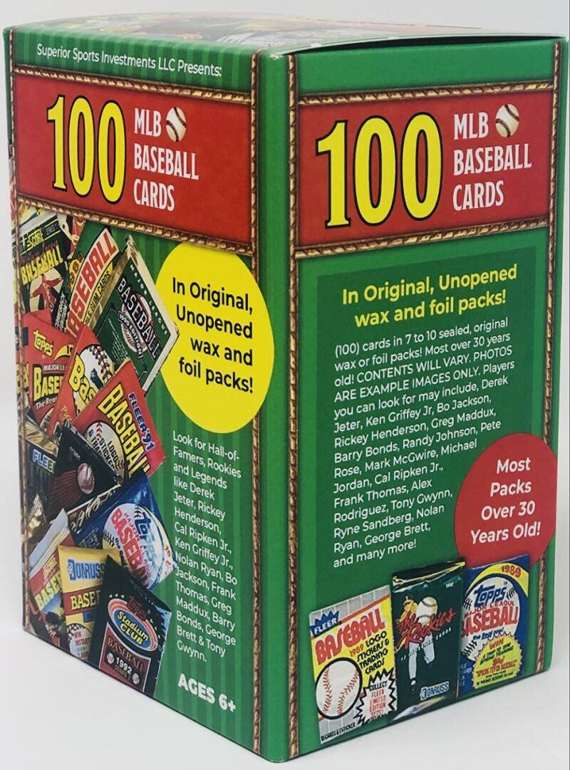Amazon.com: Superior Sports Investments LLC 100 MLB Baseball Cards in  Original Unopened Wax and Foil Packs Blaster Box Look for Hall-of-Famers  Such As Cal Ripken, Ken Griffey Jr, Nolan Ryan, Frank Thomas,