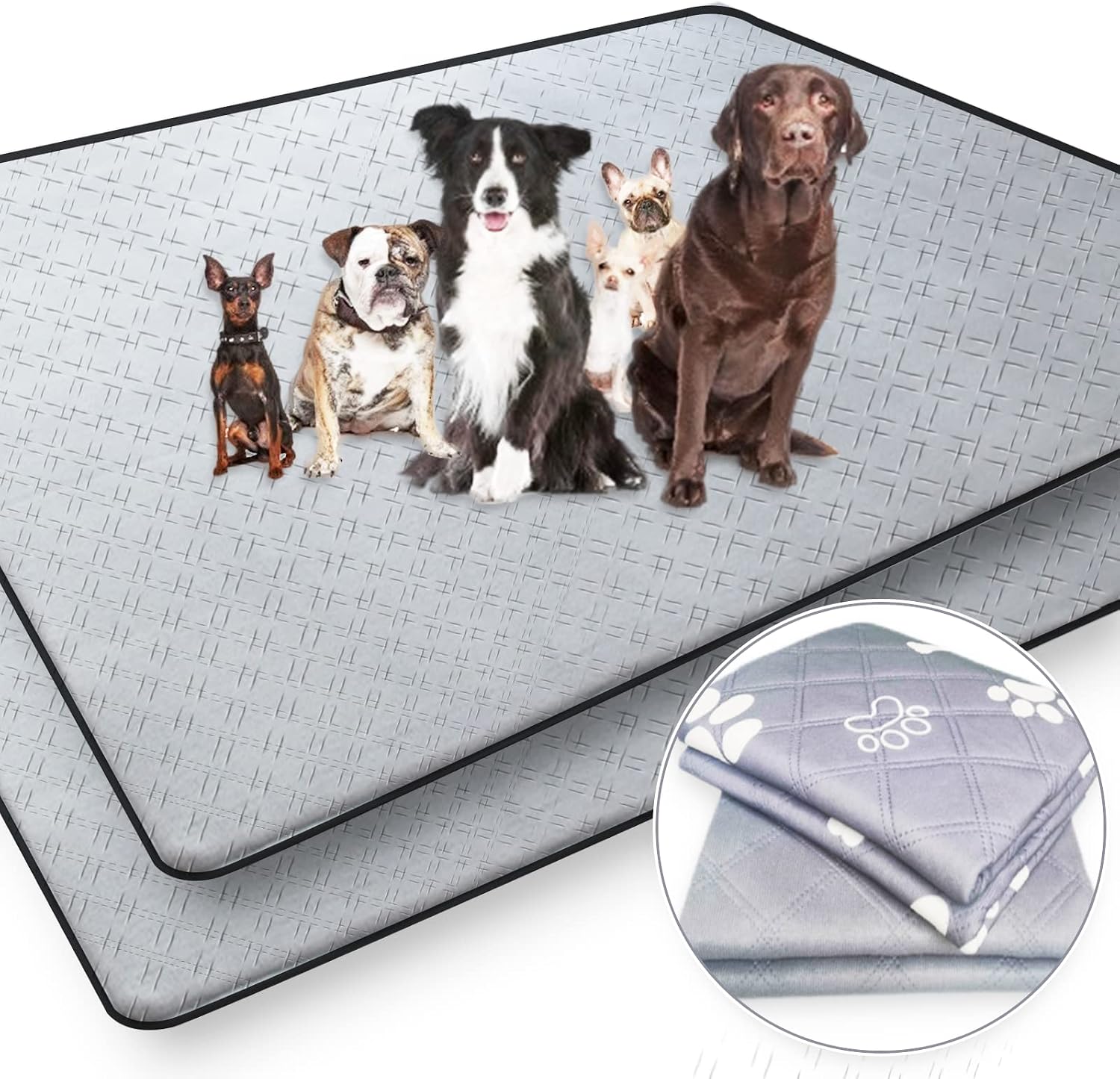 GOYOR 2 Pack Dog Pee Pad Washable-Extra Large 70"x70" Instant Absorb Thicker Training Pads Non-Slip Pet Playpen Mat Waterproof Reusable…