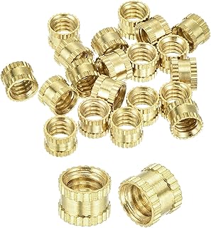 uxcell 50Pcs 1/4"-20x6x8mm Knurled Insert Nut, Brass I-Shaped Double-Pass Embedment Nut 3D Printing Brass Nuts for 3D Printing Parts Laptop Automotive Plastic Shell