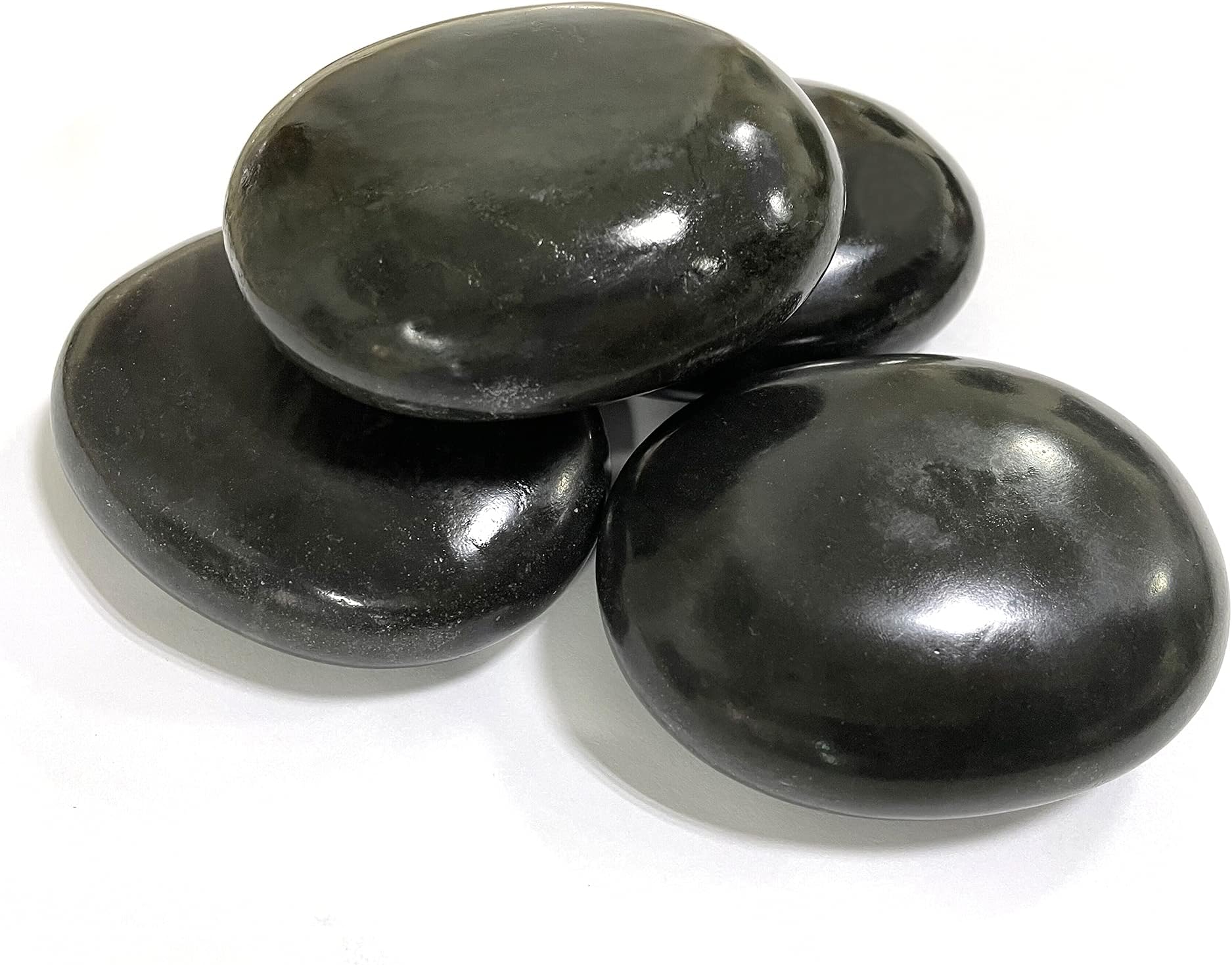 4 Large Hot Stones, Hot Basalt Stone Big Rock Massage Stones Set (2.75*3.15in), Hot Stones for Massage Therapy for Professional or Home Spa, Relaxing, Healing, Pain Relief, Use in Palm, Soles or Back