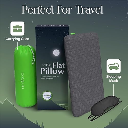 Miniatura 7 de Umiboo by Focus - Almohada delgada de espuma viscoelástica de 2.5 pulgadas para personas que duermen boca abajo y de espaldaespuma viscoelástica,