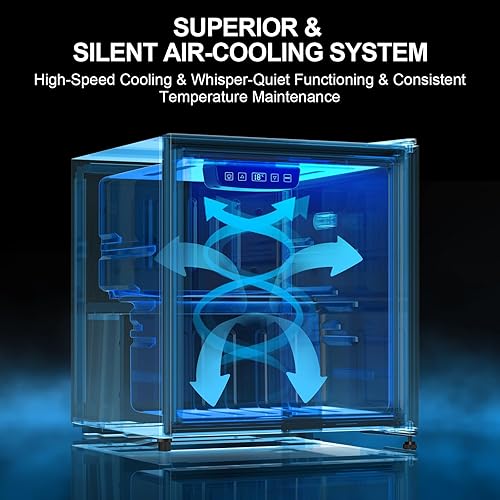 Miniatura 5 de ICYPOLK Mini refrigerador para 12 botellas62 latas, refrigerador de bebidas de acero inoxidable, gabinete de vinoenfriador, pantalla digital y