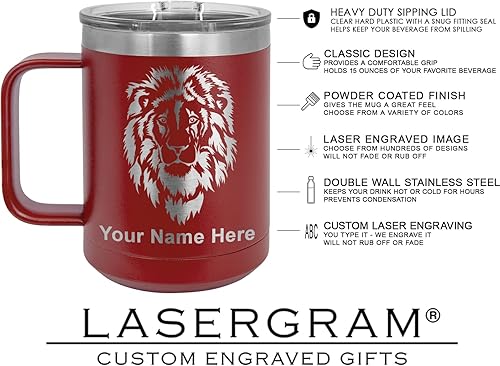 Vista 68 de LaserGram 15oz Vacuum Insulated Coffee Mug, Ankh, Personalized Engraving Included (Orange)