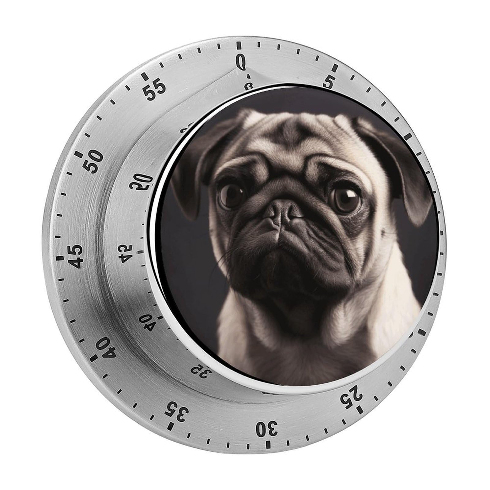 Pug Timers Adsorbable Stainless Steel Kitchen Timer Loud 60 Minute Visual Timer Portable Manual Countdown Timers Alarm Clock Time Management Tool for Home Work