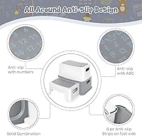 Vista 3 de GAOMON Taburetes de 2 escalones para niños, taburete antideslizante para lavabo de baño, taburete de dos pasos para niños pequeños, taburete