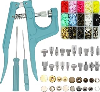 Sewing Snaps Fasteners Kit with Press Pliers Installment Tool, Heavy-Duty Snap Pliers Sets with 4 Size Plastic Metal No-Sew Snap Buttons for Sewing Clothing, Bibs, Rain Coat Crafting DIY Handmade