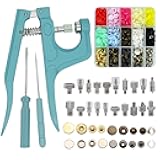 Sewing Snaps Fasteners Kit with Press Pliers Installment Tool, Heavy-Duty Snap Pliers Sets with 4 Size Plastic Metal No-Sew Snap Buttons for Sewing Clothing, Bibs, Rain Coat Crafting DIY Handmade
