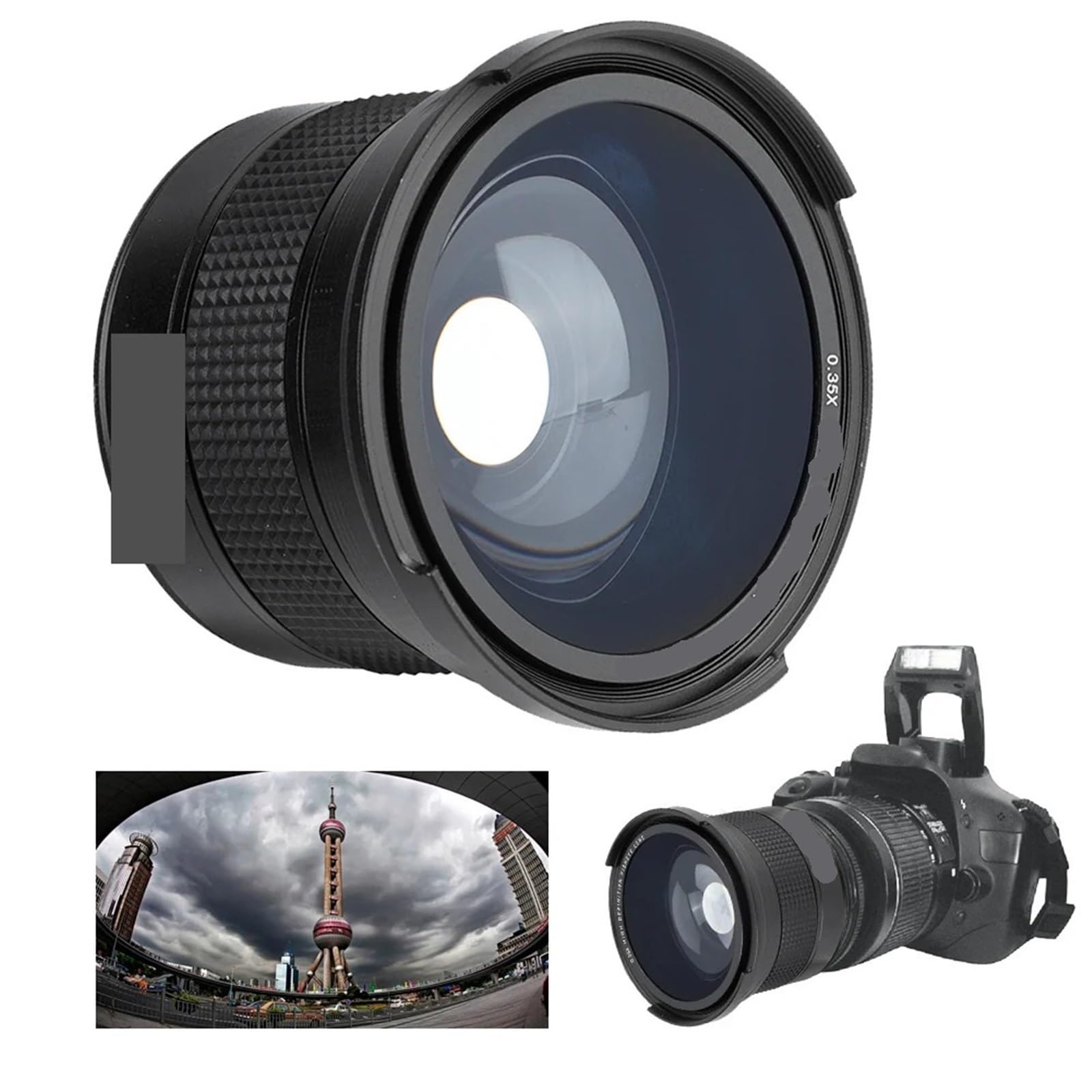 Obiettivo super grandangolare Fisheye da 58 mm 0,35x for fotocamere reflex e DSLR