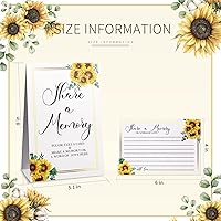 Vista 2 de Zonon 50 tarjetas de memoria con diseño de girasol, con texto en inglés "Share a Memory Card", para celebración de la vida, decoración de bodas