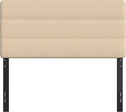 Miniatura 7 de EMMA + OLIVER Gannon - Cabecero completo, tapicería de tela color crema, altura ajustable, montaje en 30 minutos o menos, apto para la mayoría de