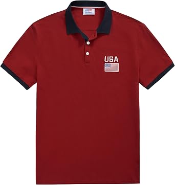 Arvilhill Mens American Flag Polo Shirts Patriotic Golf Polos 1776 Cotton Pique Tee Tops S-3XL