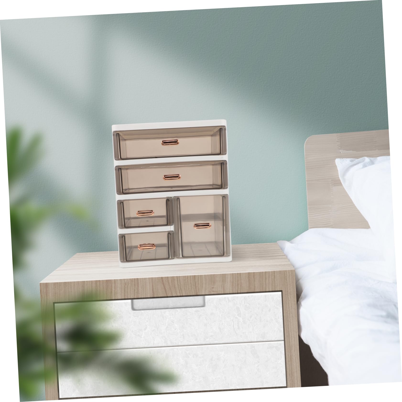 Zerodeko Organisateur de Bureau Transparent en PP, avec Tiroirs, Rangement Multilayer pour Cosmétiques et Soins, pour Coiffeuse et Salle de Bain