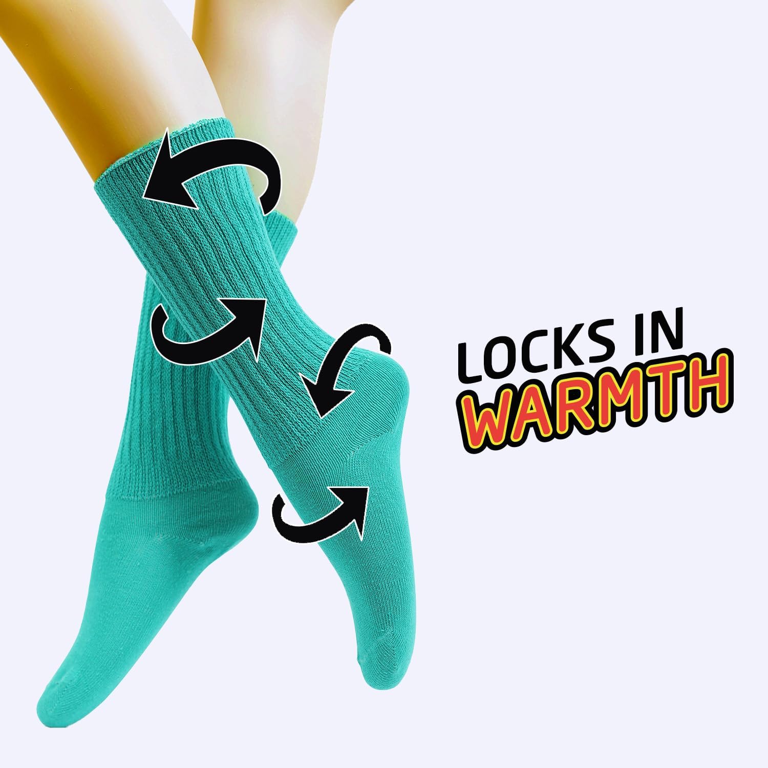 HOT FEET Girls Slouch Socks - 6 PK Tall Stacked Slouchy Socks, Warm Cotton Blend Long Calf Socks for Kids - Image 2