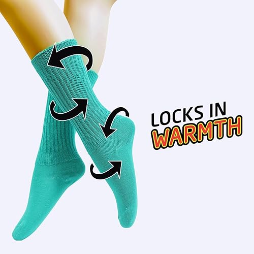 Miniatura 5 de HOT FEET Calcetines holgados para niñas, paquete de 6 calcetines altos apilados, calcetines largos de mezcla de algodón cálido para niños