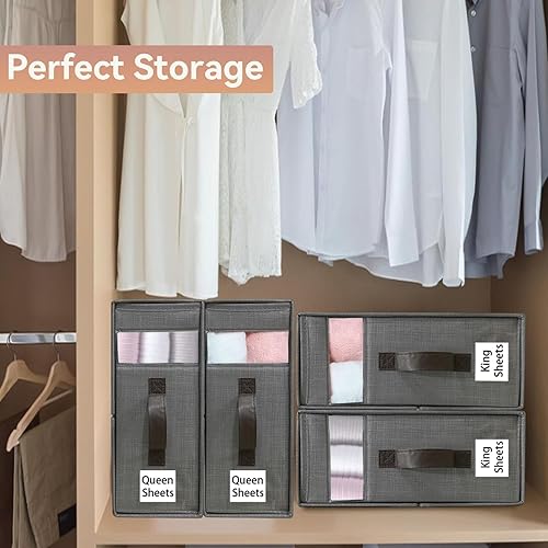 Miniatura 6 de Yermivie 4 Pack Foldable Bed Sheet Set Organizers (Queen or King Size), Sheet Organizer for Linen Closets with Window, Duvet Covers and Blankets