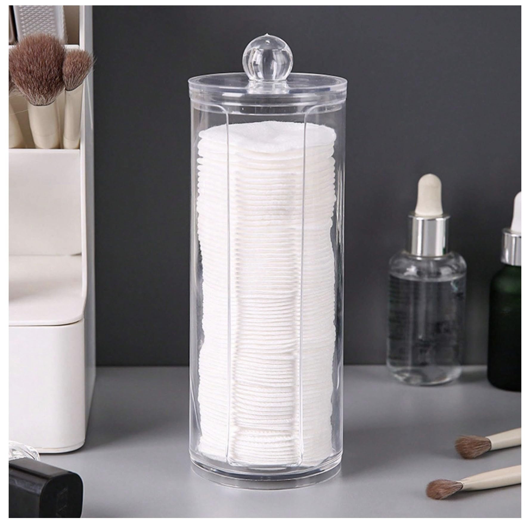 Organizer da bagno a 2 ripiani trucchi mensola per cosmetici prodotti per la cura della pelle porta profumo vassoio da toeletta organizer da cucina e portaoggetti (Vassoio + Portacotone)