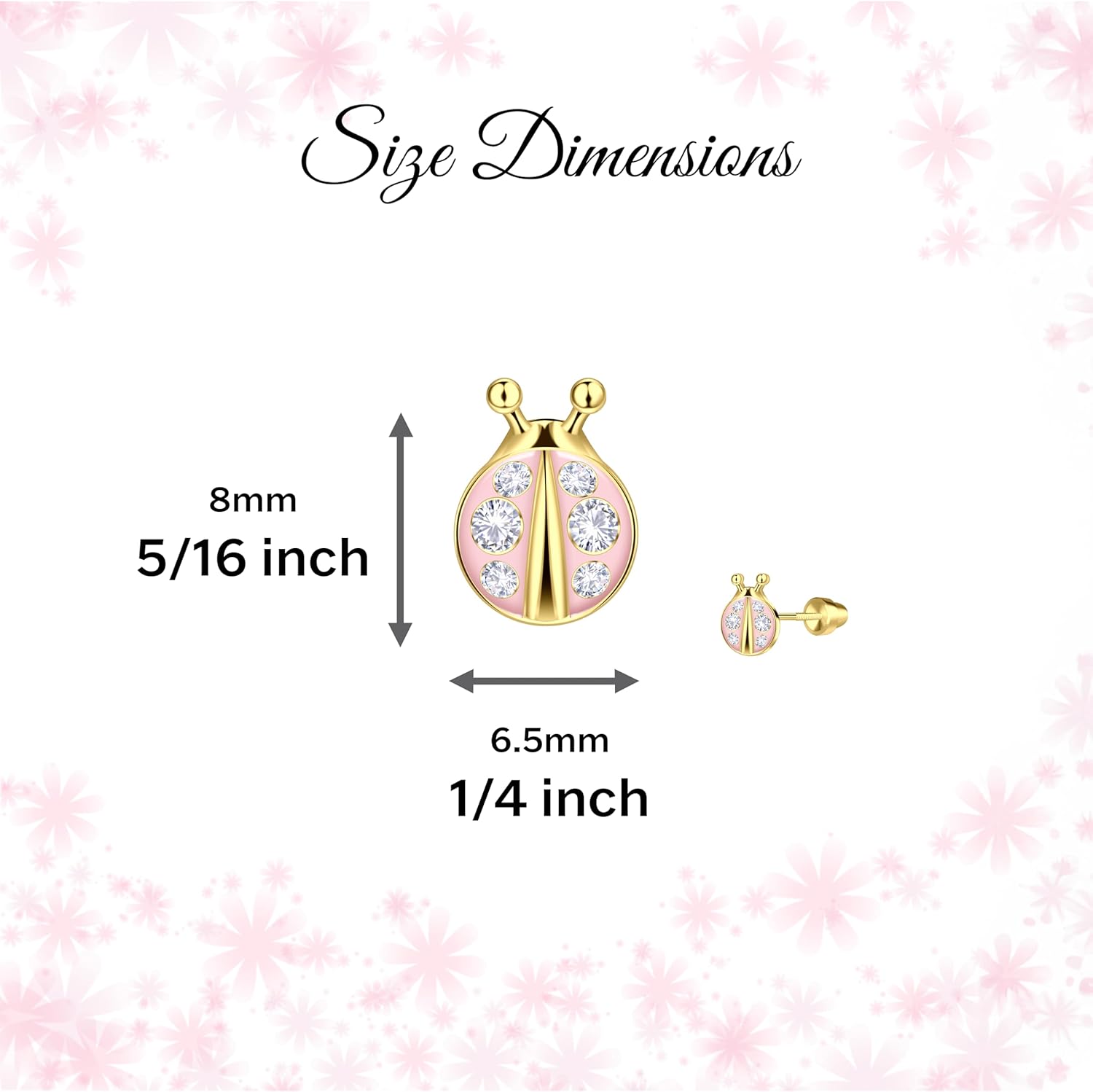 Cherished Moments Children's .925 Sterling Silver or 14k Gold Plated Pink Ladybug Screw Back Earrings for Babies, Little Girls, Kids and Toddlers - Image 4