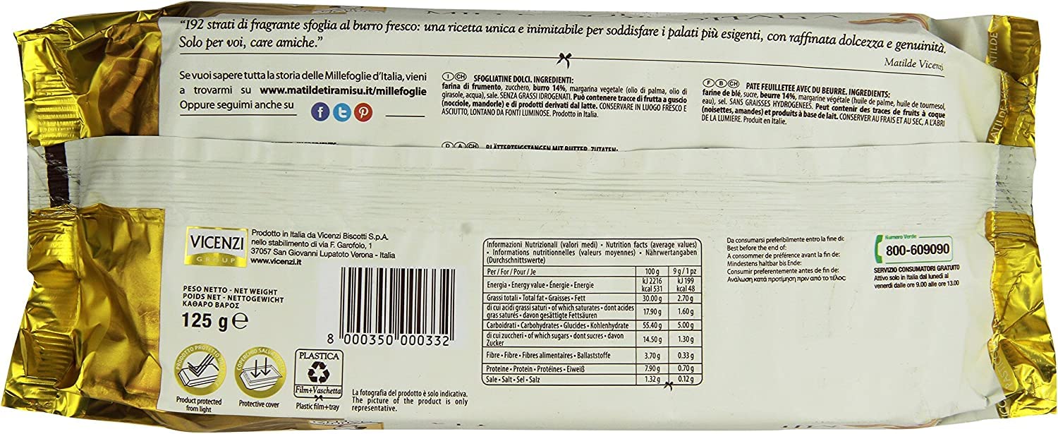 Matilde Vicenzi - Italian Puff Pastry Sticks - 175g (pack of 3)