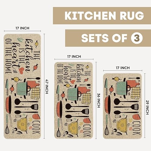 Miniatura 3 de Artoid Mode The Kitchen is The Heart of The Home - Juego de 2 tapetes de cocina, juegos de cocina de temporada, tapetes de bajo perfil para la