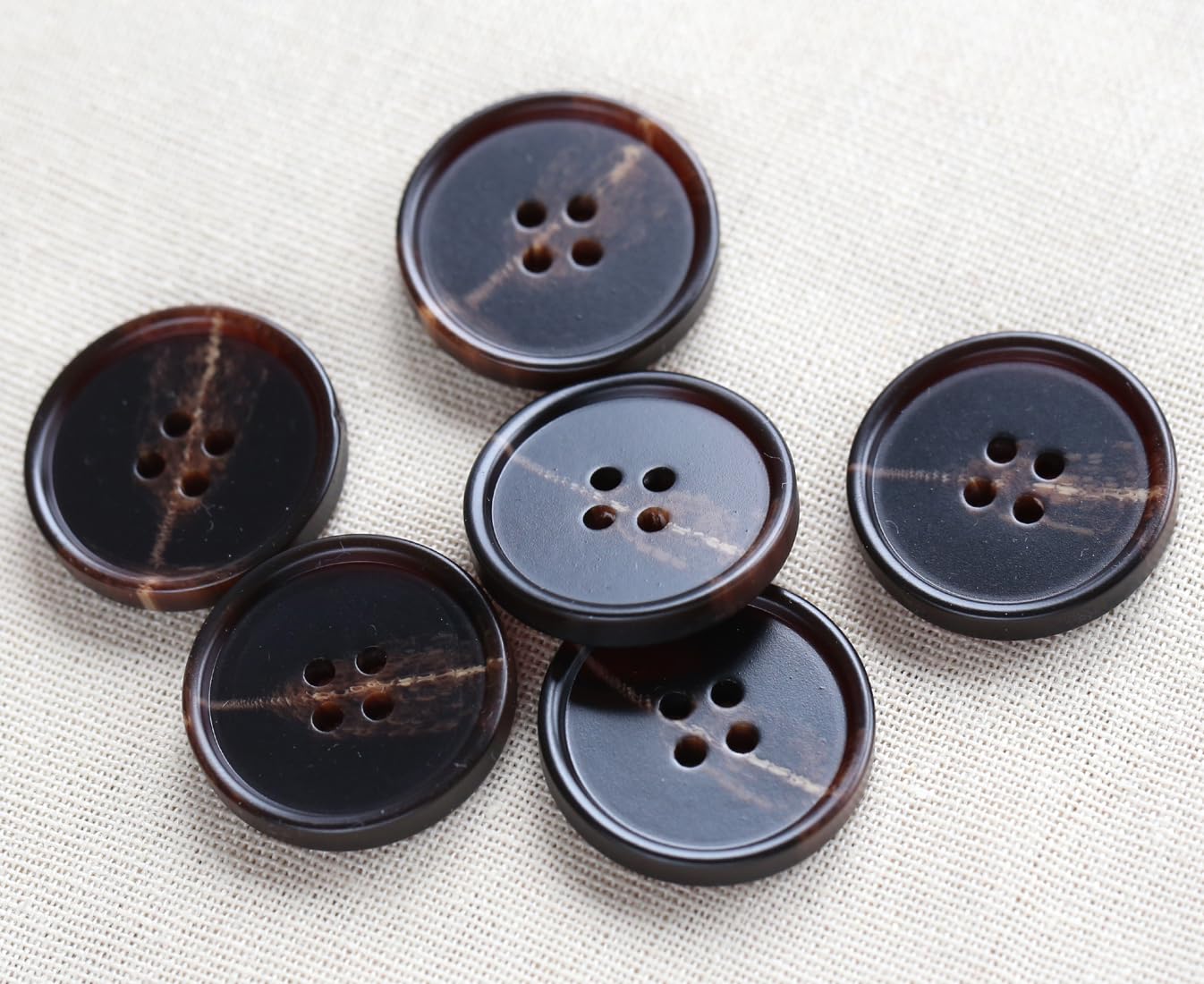 40PCS 1 inch (25mm) Suit 4-Hole Buttons Overcoat Brown Resin Buttons Crafts DIY Projects