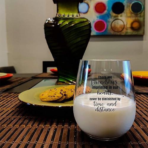 Miniatura 2 de Amistades impresas en nuestros corazones, Never Be Diminished by Time And Distance - Vaso de vino sin tallo de 11 onzas para cerveza, whisky, vino,