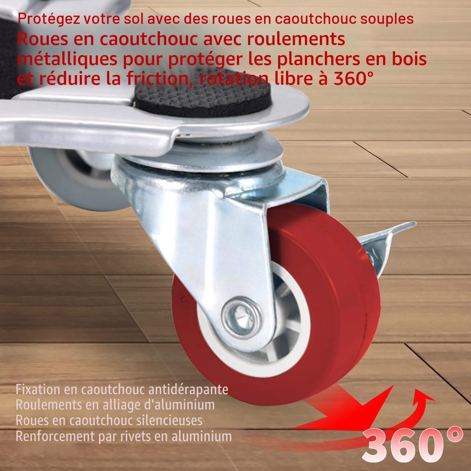 Kit de Déplacement de Meubles à roulettes, Chariot et Lève-Meubles Améliorés, roulettes Pivotantes à 360°, 400 kg, Patins Professionnels pour Canapé, Machine à Laver, Garde-Robe, Réfrigérateur, Piano