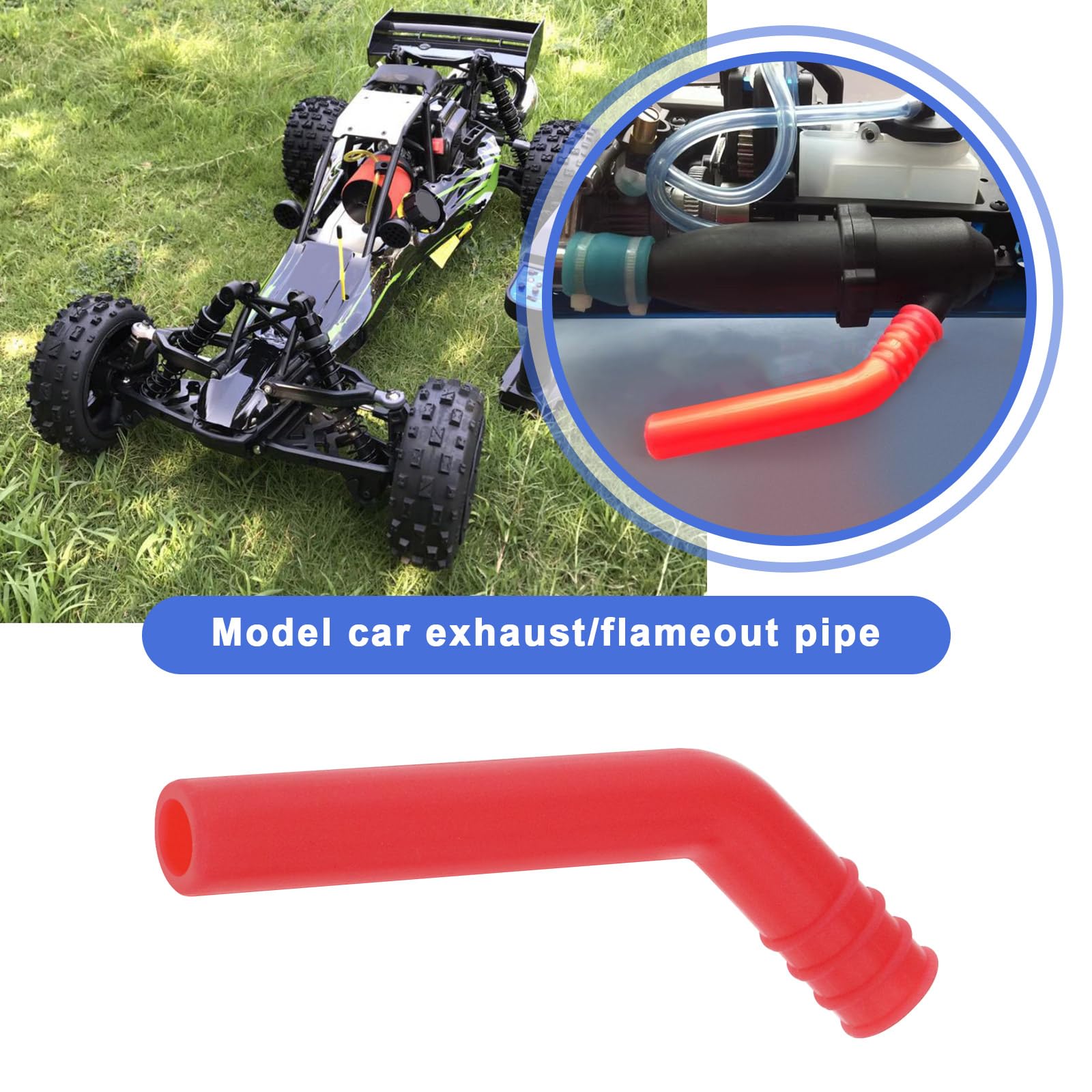 SING F LTD 3PCS RC Exhaust Pipe Extension Tube Compatible with HSP 1/8 1/10 Nitro RC Car Engine Exhaust Pipe Silicone Extender Red