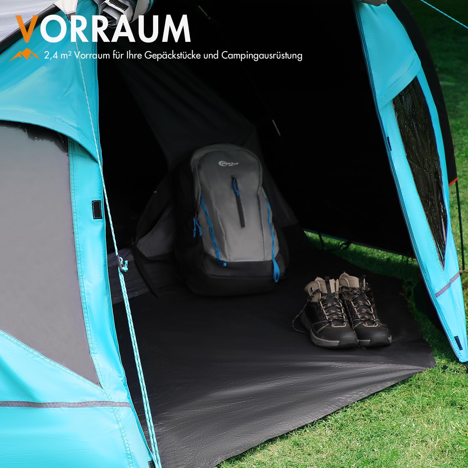PORTAL Blackout Zelt 3-4 Perosonen mit Vorzelt Camping Kuppelzelt 4000mm wasserdicht Familienzelt Festivalzelt Outdoor für Camping Reise