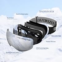 Dizokizo Síszemüveg Cserélhető Lencsével, Páramentesítő, UV Védelem Nőknek Férfiaknak 3