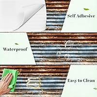 Vista 8 de Peel and Stick Wallpaper Old Texture Rusty Galvanized Metal Panel Surface Corrosion Rust Removable Renter Friendly Wall Paper Self-Adhesive Contact