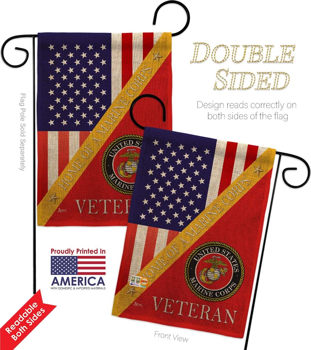 Marine Corps Home of Burlap Garden Flag Armed Forces USMC Semper Fi United State American Military Veteran Retire Official Small Decorative Gift Yard House Banner Double-Sided Made In USA 13 X 18.5