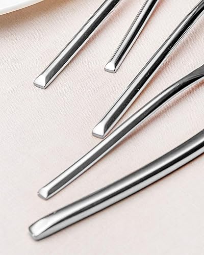 Miniatura 5 de Lemeya - Juego de 20 cubiertos de acero inoxidable para 4, juego moderno de cubiertos de acero inoxidable 1810, juego de cubiertos de lujo, juego