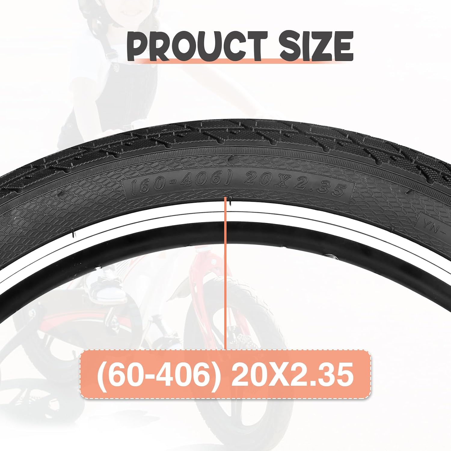 MEGHNA BMX Bike Tire 20 x 2.35 inch 60-406 Tire Foldable Tire Set 20 inch Replacement All-Terrain Tire for BMX Freestyle Kids Bike