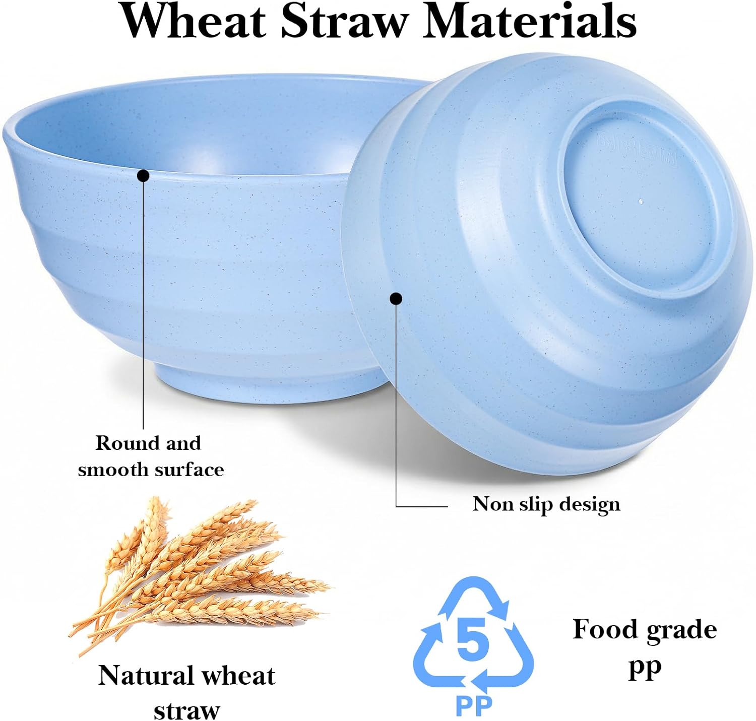 12-Pack Wheat Straw Bowls, 60oz Large Unbreakable Cereal Bowls, BPA-Free Kitchen Bowl, Microwave & Dishwasher Safe for Soup, Salad, Oatmeal, Camping, Daily Use (7.7"x7.7"x3.7") image 3