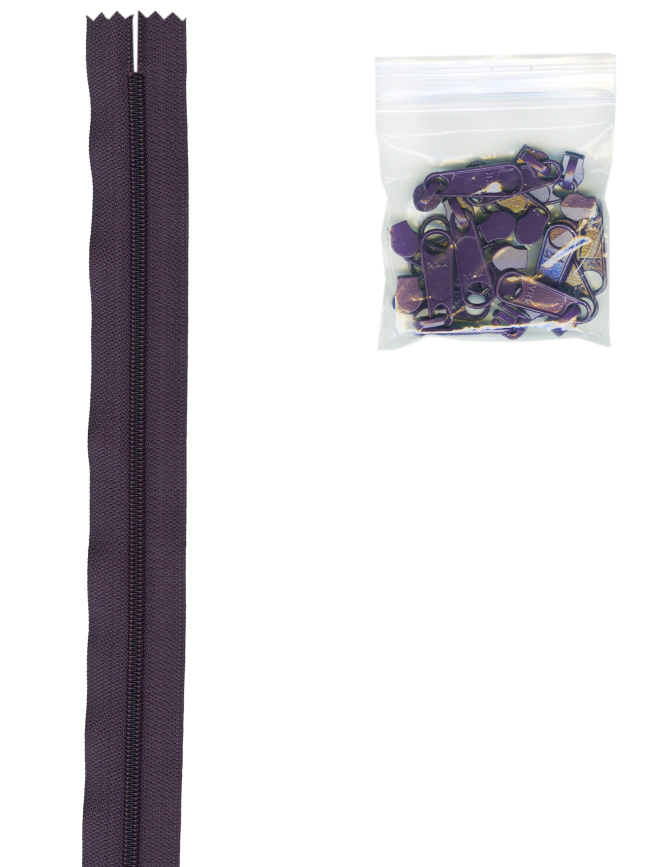 Patterns By Annie 4 Yards of 16mm #4.5 Zipper Chain and 16 Ex-Large Eggplant, Polyester Nylon