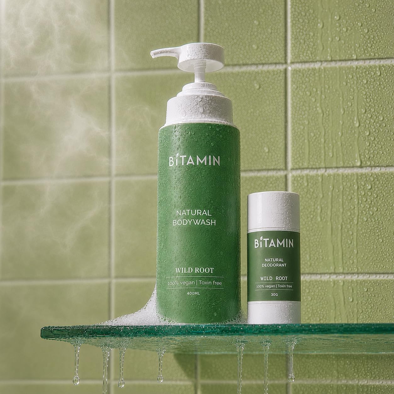 Bitamin Natural Body Wash 400ml with Natural Deodorant 30g | 100% Vegan, Toxin Free Bath & Body Care | Long-Lasting Odor Protection | Refreshing Herbal Fragrance (Wild Root Combo(Body wash + Underarm roll))-picture-13