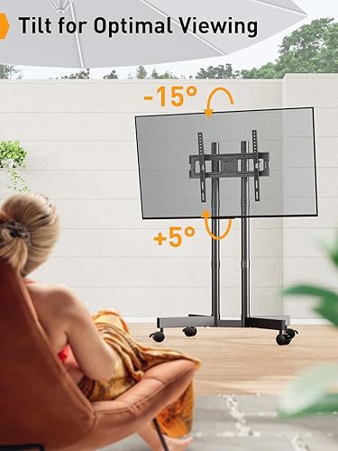 Miniatura 2 de Perlegear Soporte de TV rodante, soporte de TV móvil con ruedas para televisores de 32 a 70 pulgadas, carrito de TV móvil de altura ajustable con