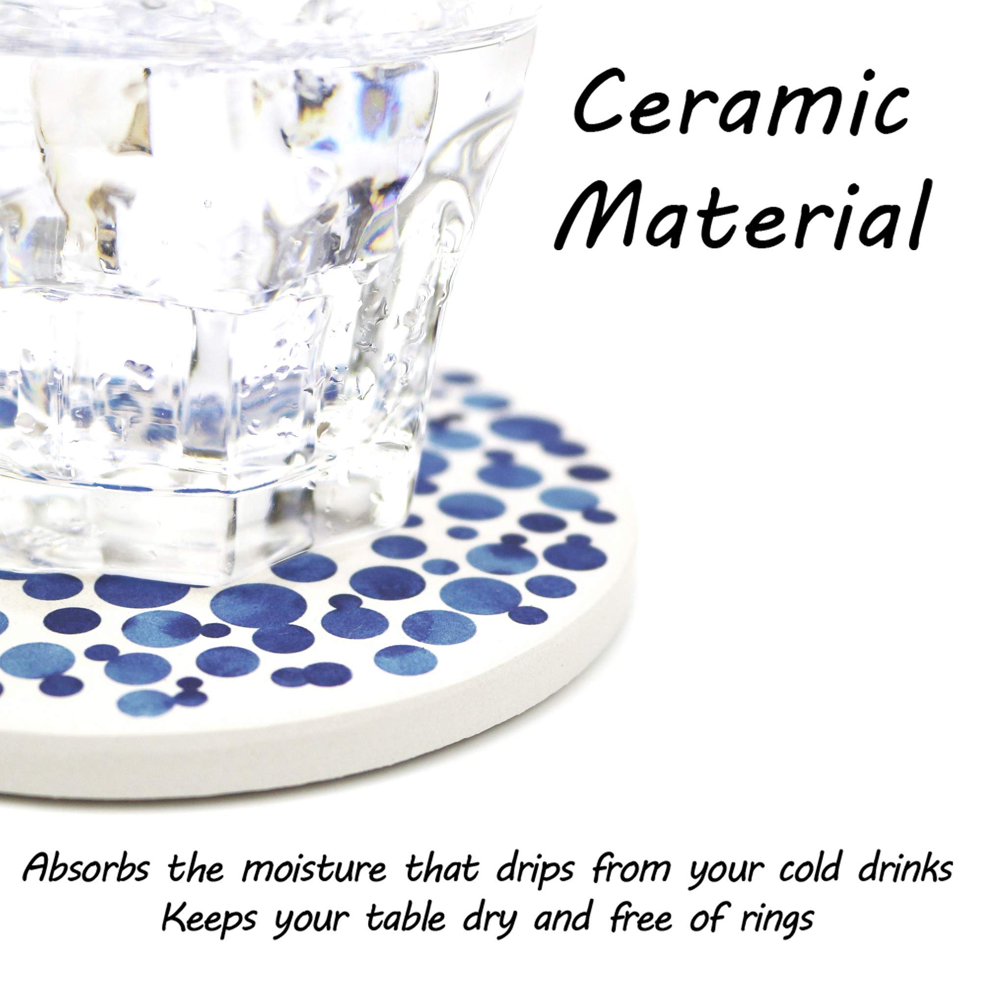 Sottobicchieri per bevande, set di 6 sottobicchieri assorbenti in ceramica con supporto in metallo per bicchieri, tazze, bar, caffè, casa, ufficio, feste