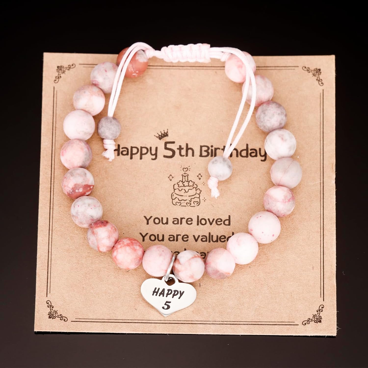 5th Birthday Bracelet Gift Happy 5 Yrs. Old 5 th Years Bday Present Jewelry for 5 Year Old - Image 2