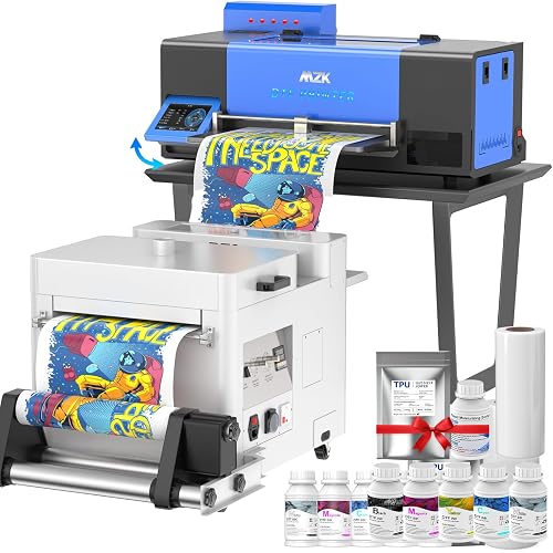 MZK A3 Pro F1080 DTF Printer (XP600 Gen2),Automatic Time Cleaning Maintain+Ink Anti-Clog Filter,2X-Speed Compared to L1800,5" Rotatable Touch Screen,Dual Ink Level Alert+Film Cutter,Gift Ink 2 Years