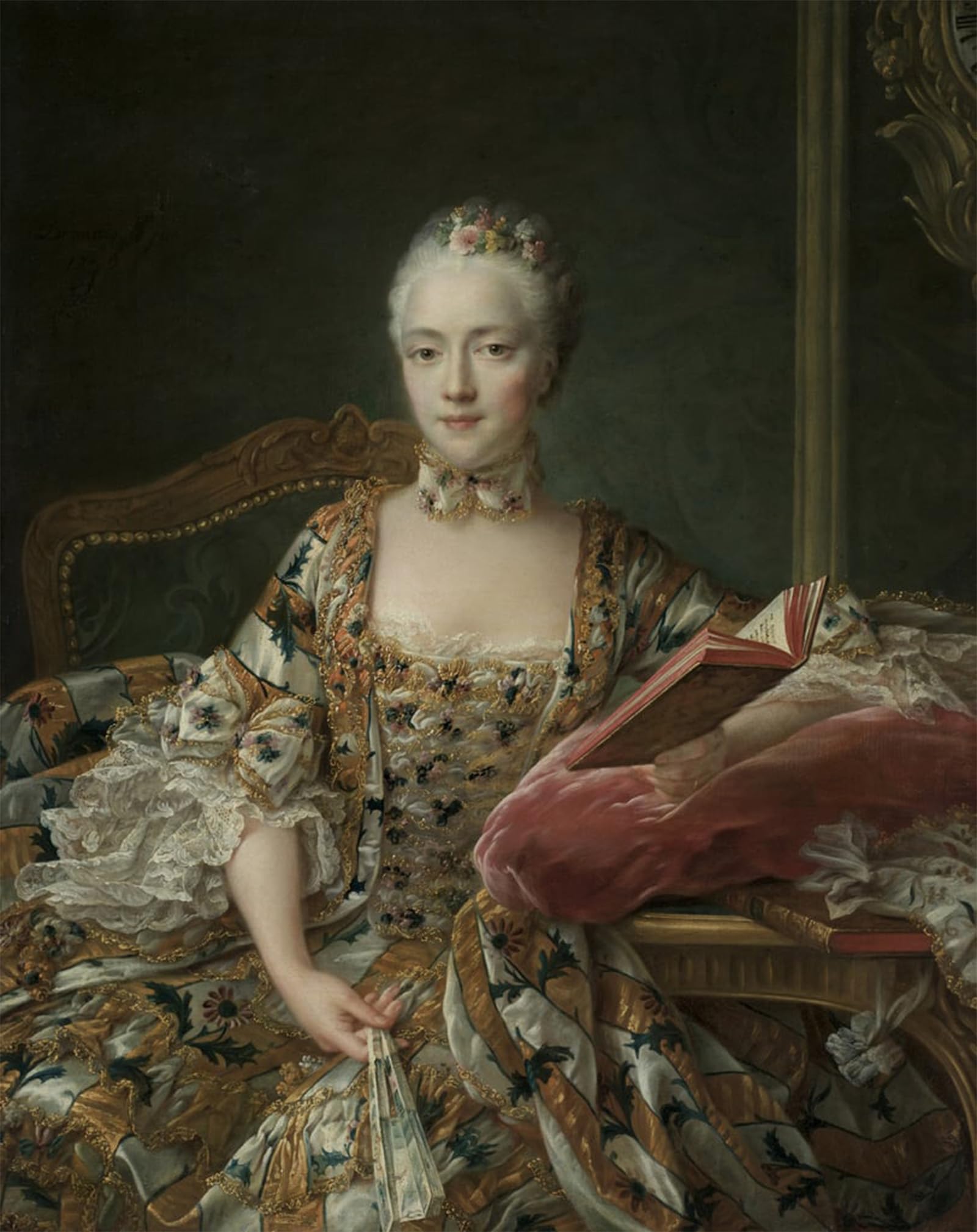 POSTERIIk Vintage Classic Picture Landscape Artwork Portrait of the Marquise by Francois Hubert Drouais Portrait Canvas Painting for Office Home Decor 60x90cm