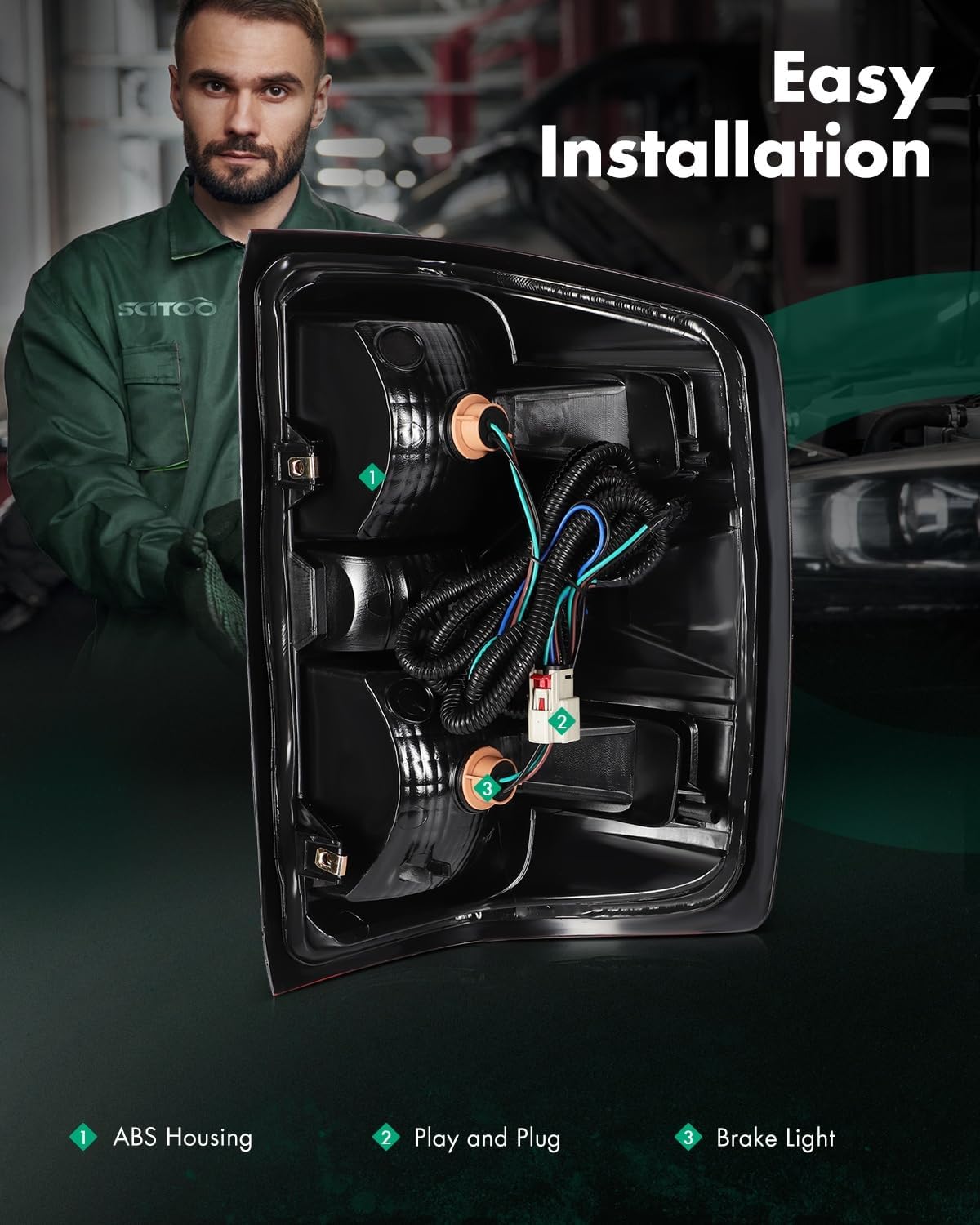 SCITOO Tail Light Assembly Fit 2014-2019 for Chevy Silverado Red Clear Lens Left Tail light GM2800293