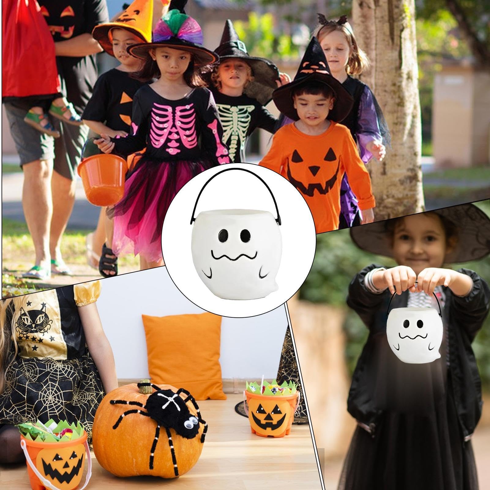 Cubo de dulces de Halloween, cubo de dulces de truco trato, cubo decorativo de dulces de Halloween, cubo de caramelo de calabaza, cubo grande de dulces de Halloween, olla de caramelo de calabaza