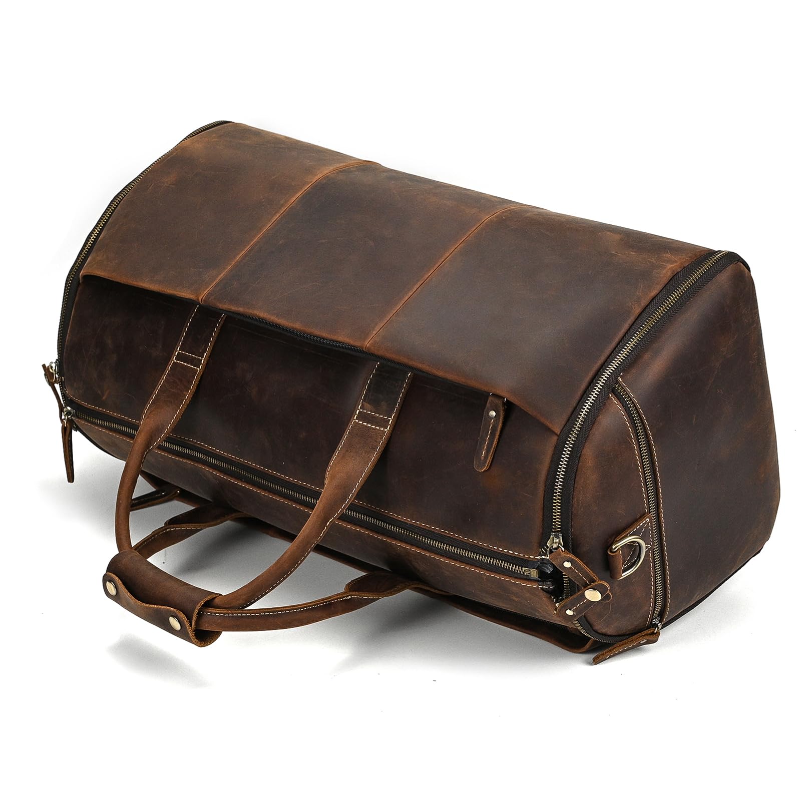 LUUFAN Borsa porta abiti in pelle di grande capacità, borsa da viaggio con scomparto per scarpe, da uomo e donna, convertibile, organizer da appendere per viaggi d'affari, marrone