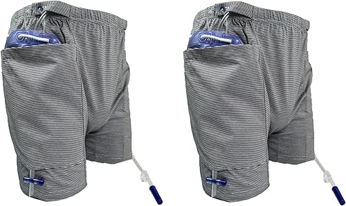 Paquete de 2 pantalones cortos para el cuidado de la incontinencia, pantalones de drenaje de ostomía de doble bolsillo, ropa interior para el