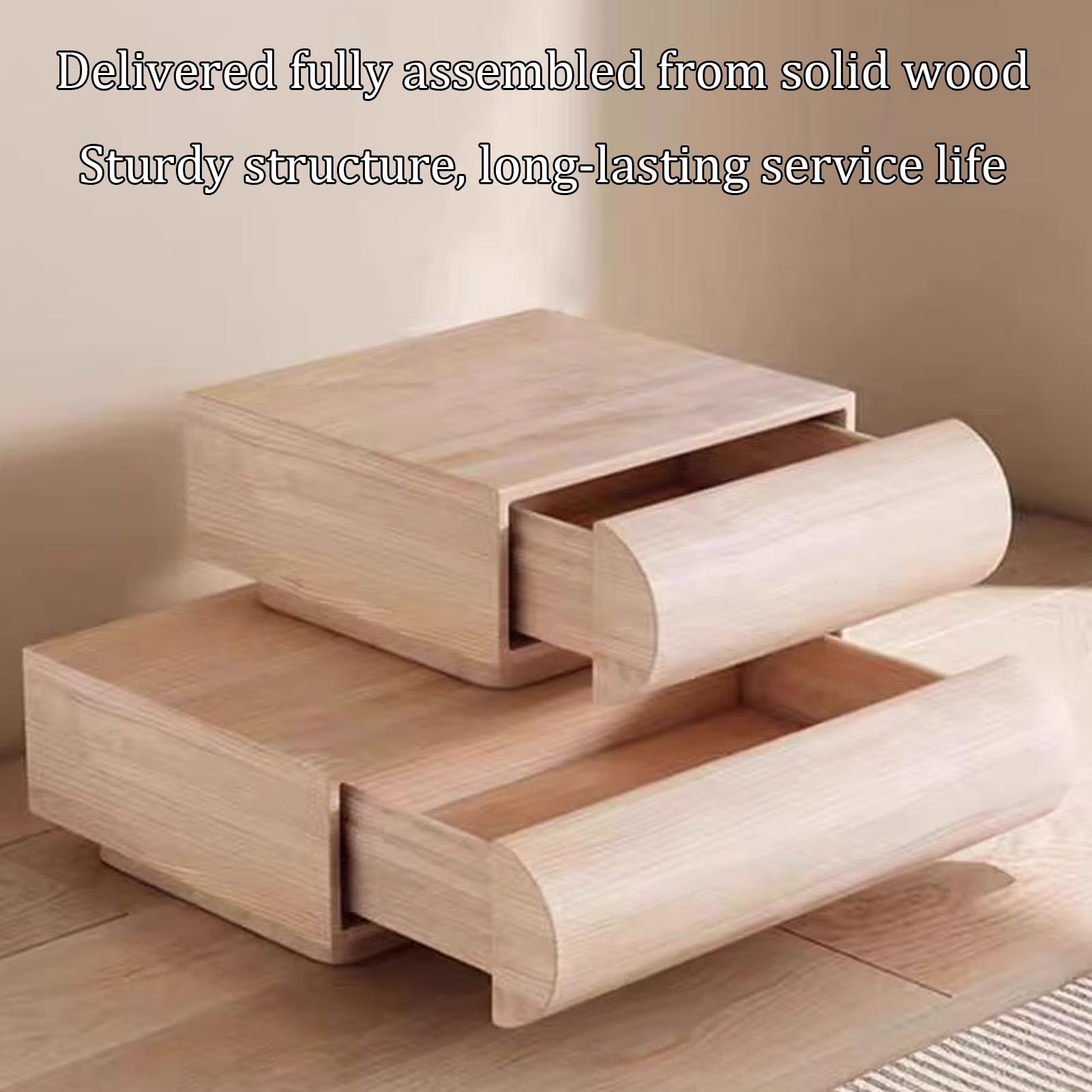 Comodino Moderno, Inteligente Mesitas de Noche, Comodino In Microfibra, Leggero, Lussuoso e di Alta Qualità, con 2 Cassetti In Legno Massello, for Camera da Letto(White Left)